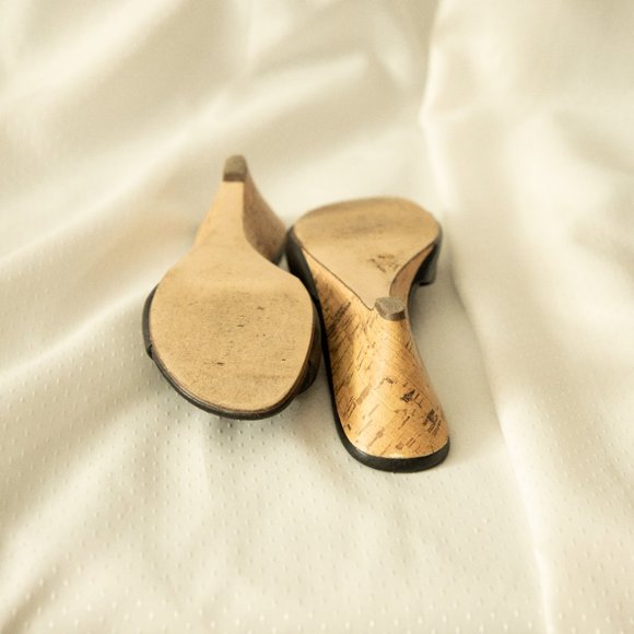 Black leather wedge sandals - Picture 6 of 6